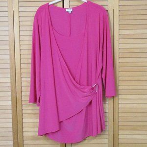 Avenue Women's Plus Size Pink Faux Wrap Tunic Top Size 1X